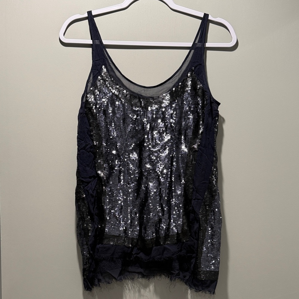 All Saints navy blue Sequin Camisole tank top 2